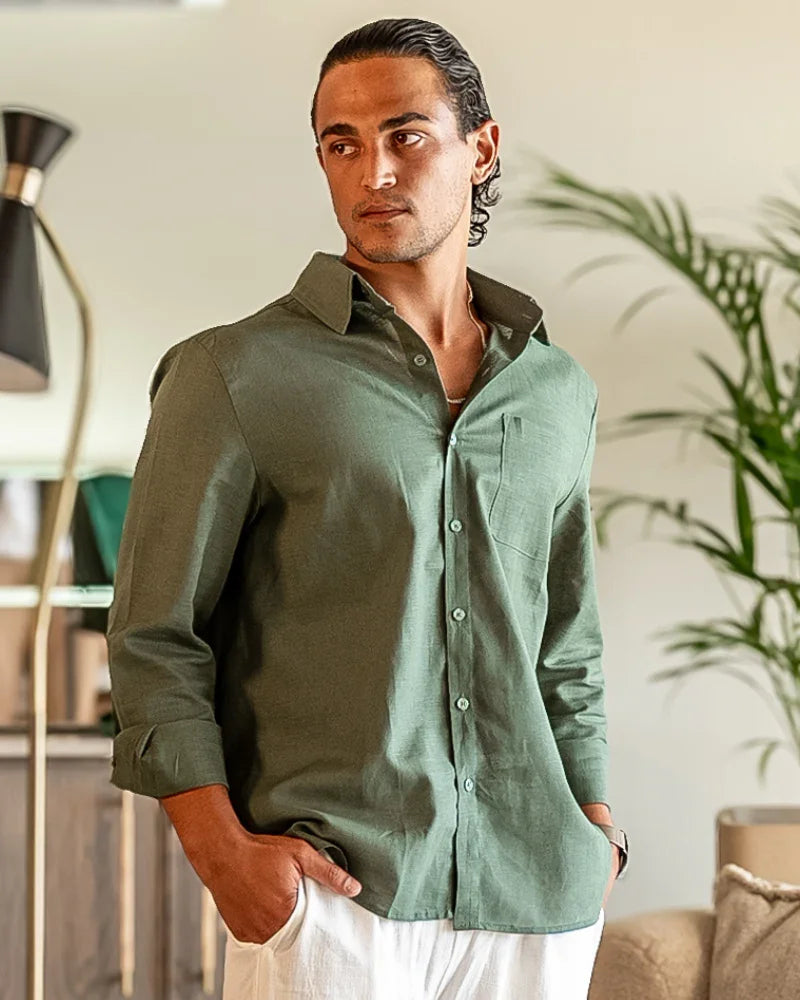 Camisa Elegante Pretoria en Lino 100%- Jamd